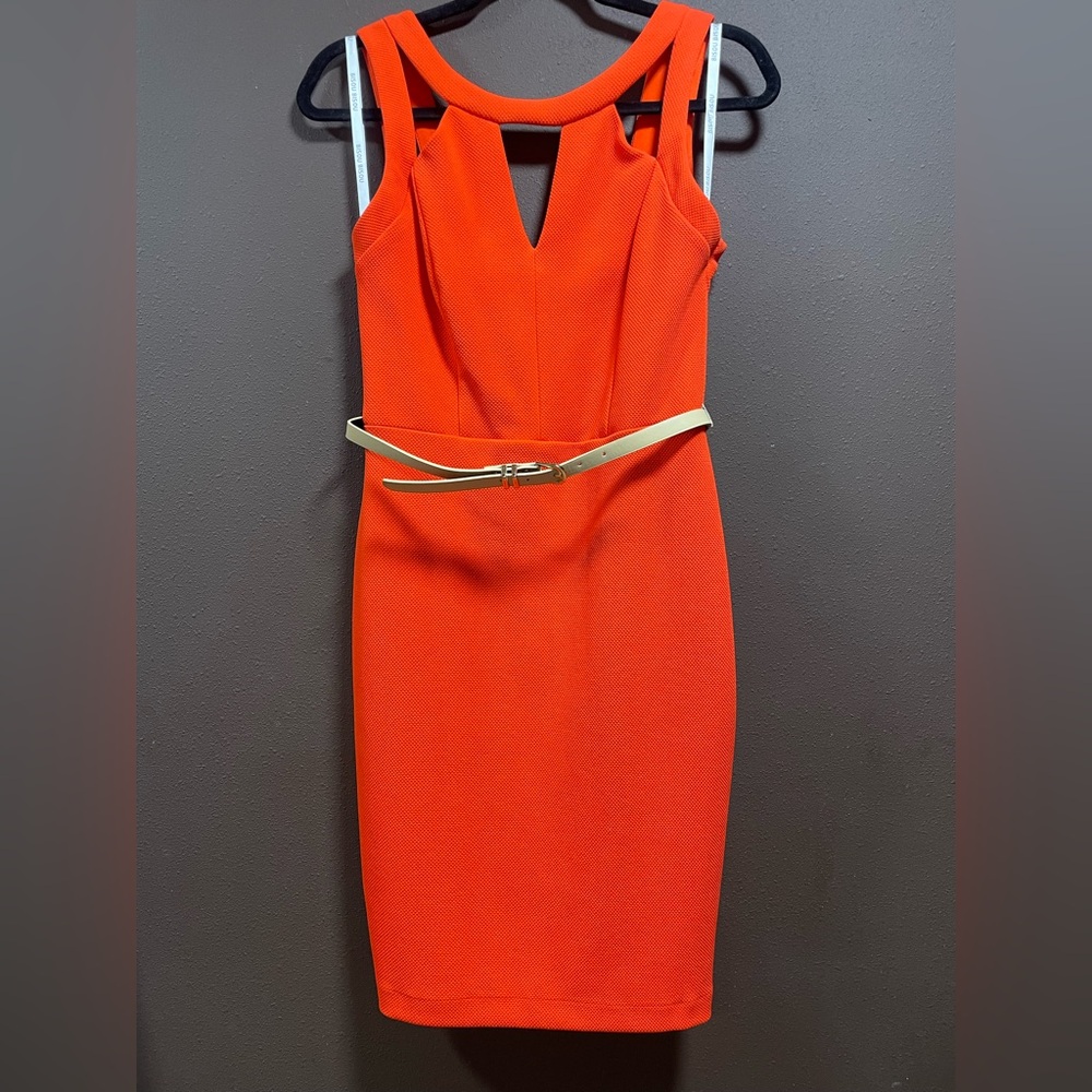 Bisou Bisou new NWOT size 4 Orange Dress with Belt